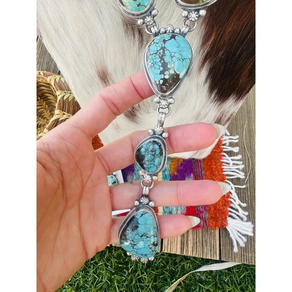 Handcrafted Turquoise & Sterling Silver Necklace and Earring Set by Sheila Bece - Picture 6 of 7